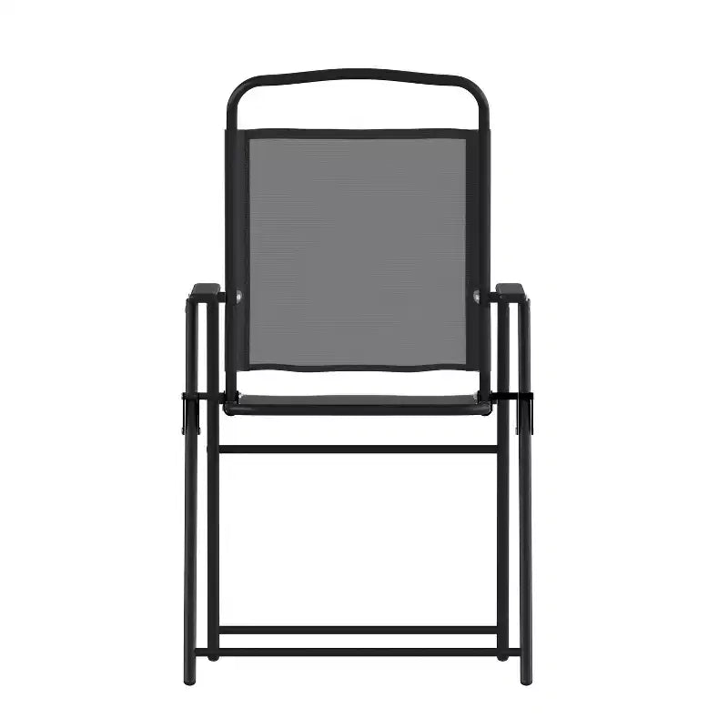 Flash Furniture Set of 4 Mystic Folding Patio Sling Chairs, Outdoor Textilene Lawn Chairs with Armrests
