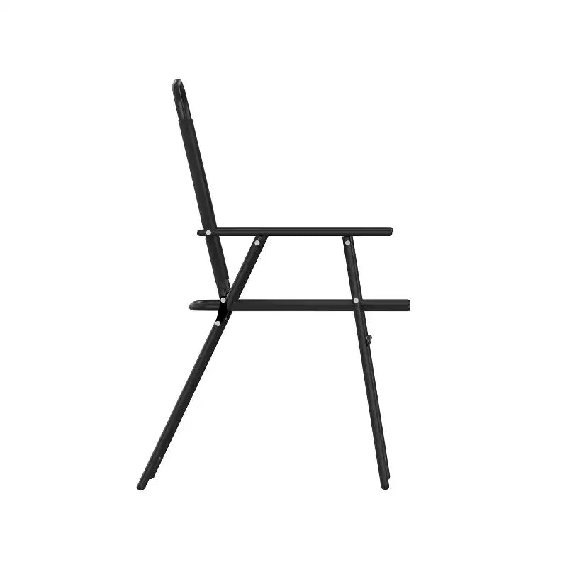 Flash Furniture Set of 4 Mystic Folding Patio Sling Chairs, Outdoor Textilene Lawn Chairs with Armrests