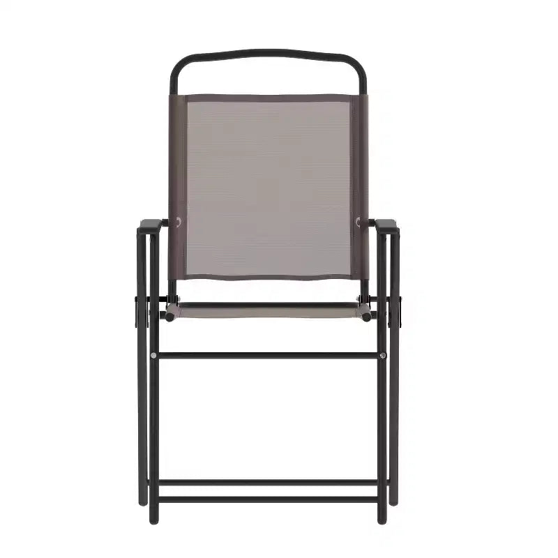 Flash Furniture Set of 4 Mystic Folding Patio Sling Chairs, Outdoor Textilene Lawn Chairs with Armrests