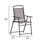 Flash Furniture Set of 4 Mystic Folding Patio Sling Chairs, Outdoor Textilene Lawn Chairs with Armrests