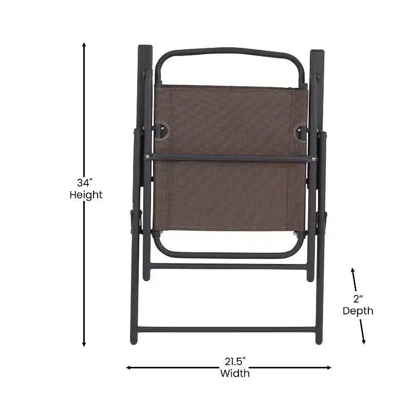 Flash Furniture Set of 4 Mystic Folding Patio Sling Chairs, Outdoor Textilene Lawn Chairs with Armrests