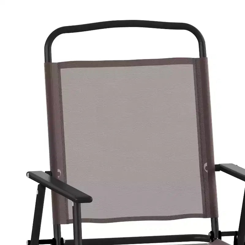Flash Furniture Set of 4 Mystic Folding Patio Sling Chairs, Outdoor Textilene Lawn Chairs with Armrests