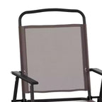 Flash Furniture Set of 4 Mystic Folding Patio Sling Chairs, Outdoor Textilene Lawn Chairs with Armrests