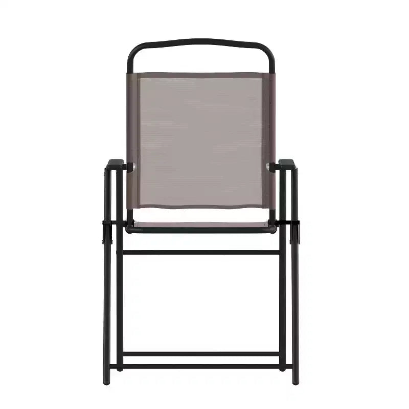 Flash Furniture Set of 4 Mystic Folding Patio Sling Chairs, Outdoor Textilene Lawn Chairs with Armrests
