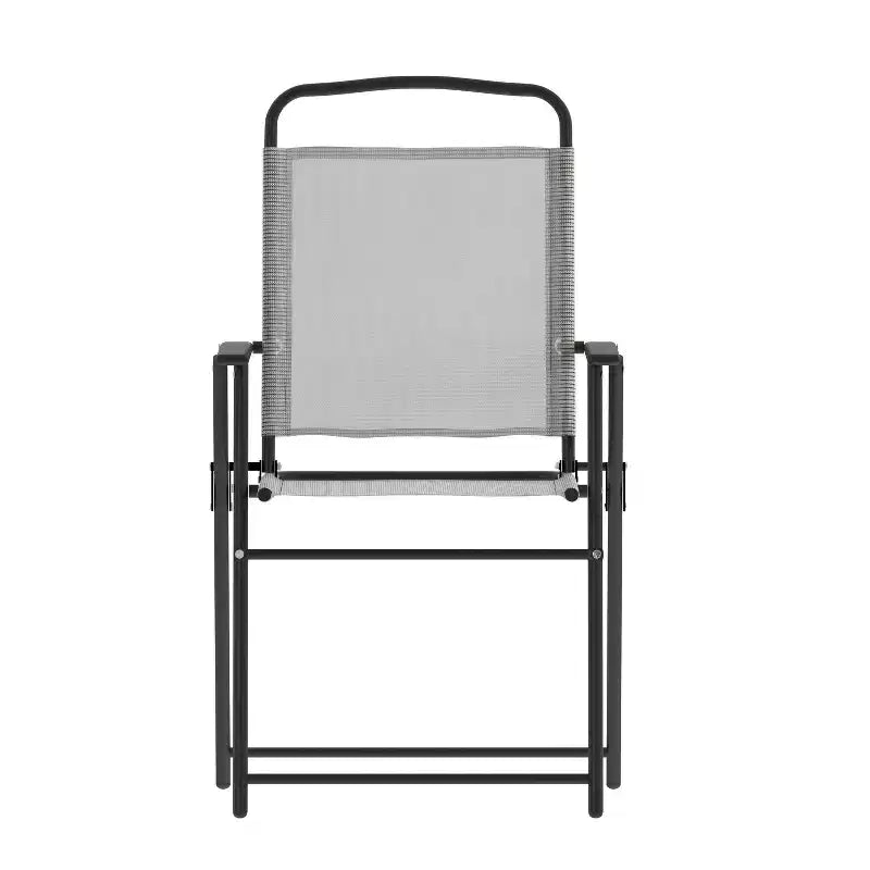 Flash Furniture Set of 4 Mystic Folding Patio Sling Chairs, Outdoor Textilene Lawn Chairs with Armrests