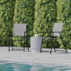 Flash Furniture Set of 4 Mystic Folding Patio Sling Chairs, Outdoor Textilene Lawn Chairs with Armrests