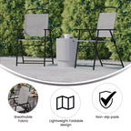 Flash Furniture Set of 4 Mystic Folding Patio Sling Chairs, Outdoor Textilene Lawn Chairs with Armrests