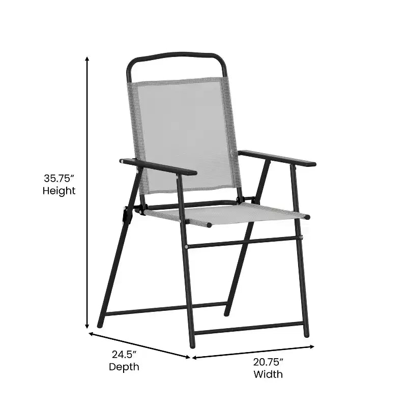 Flash Furniture Set of 4 Mystic Folding Patio Sling Chairs, Outdoor Textilene Lawn Chairs with Armrests
