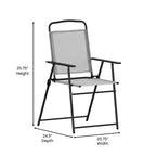 Flash Furniture Set of 4 Mystic Folding Patio Sling Chairs, Outdoor Textilene Lawn Chairs with Armrests