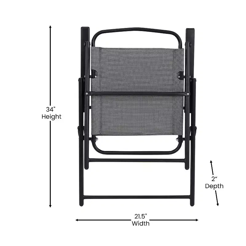 Flash Furniture Set of 4 Mystic Folding Patio Sling Chairs, Outdoor Textilene Lawn Chairs with Armrests