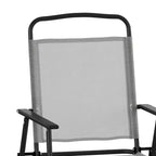 Flash Furniture Set of 4 Mystic Folding Patio Sling Chairs, Outdoor Textilene Lawn Chairs with Armrests