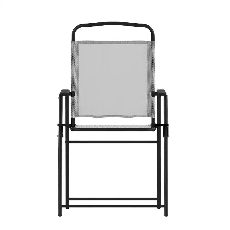 Flash Furniture Set of 4 Mystic Folding Patio Sling Chairs, Outdoor Textilene Lawn Chairs with Armrests