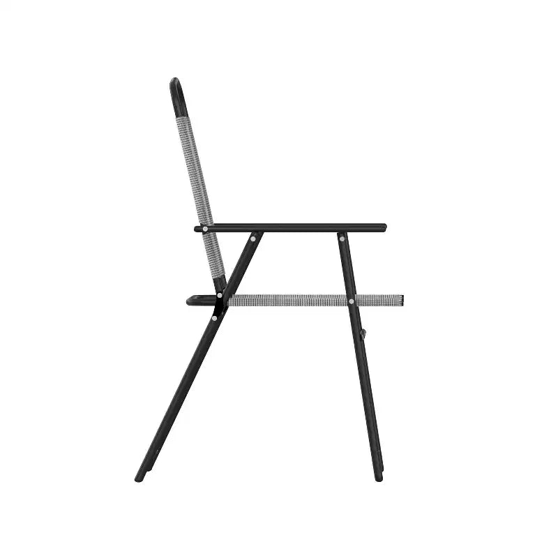 Flash Furniture Set of 4 Mystic Folding Patio Sling Chairs, Outdoor Textilene Lawn Chairs with Armrests