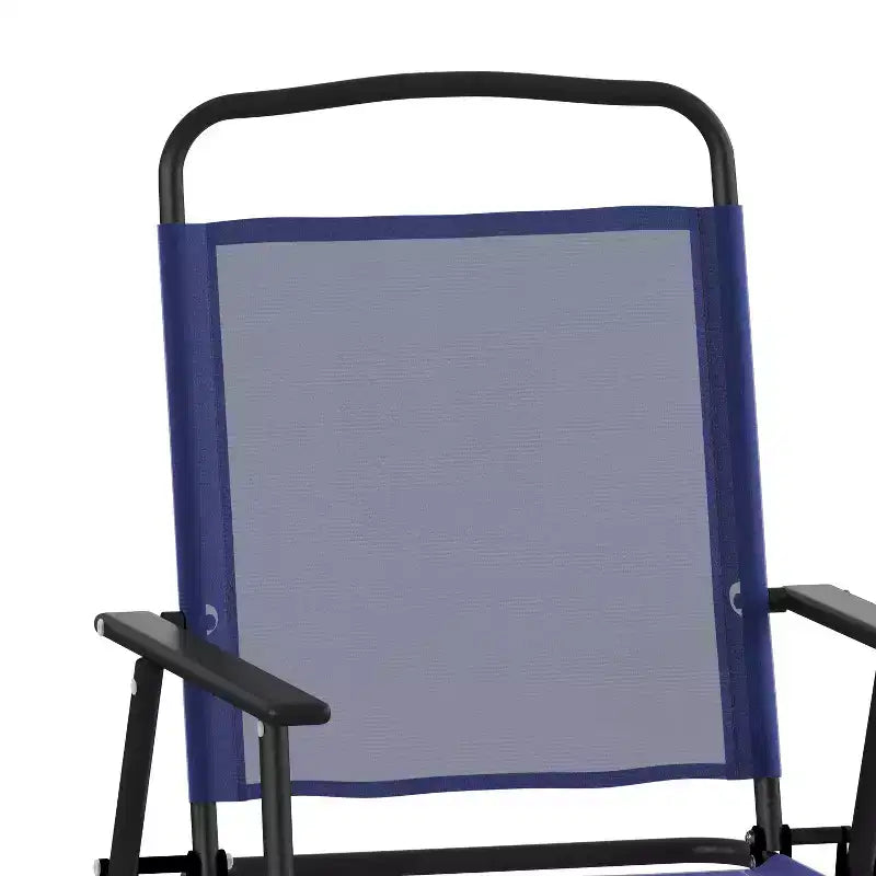 Flash Furniture Set of 4 Mystic Folding Patio Sling Chairs, Outdoor Textilene Lawn Chairs with Armrests