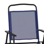 Flash Furniture Set of 4 Mystic Folding Patio Sling Chairs, Outdoor Textilene Lawn Chairs with Armrests