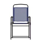 Flash Furniture Set of 4 Mystic Folding Patio Sling Chairs, Outdoor Textilene Lawn Chairs with Armrests