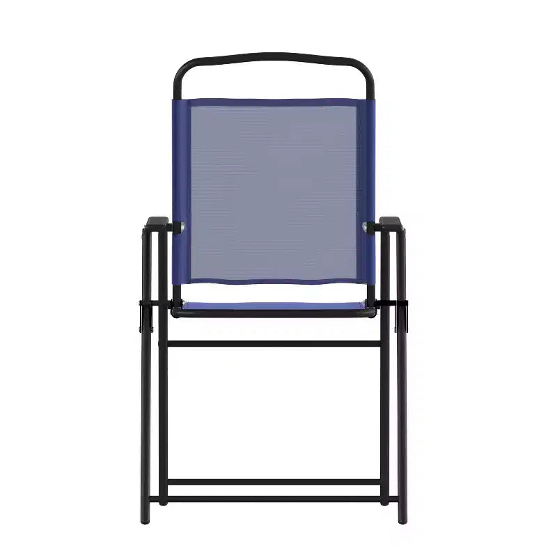 Flash Furniture Set of 4 Mystic Folding Patio Sling Chairs, Outdoor Textilene Lawn Chairs with Armrests