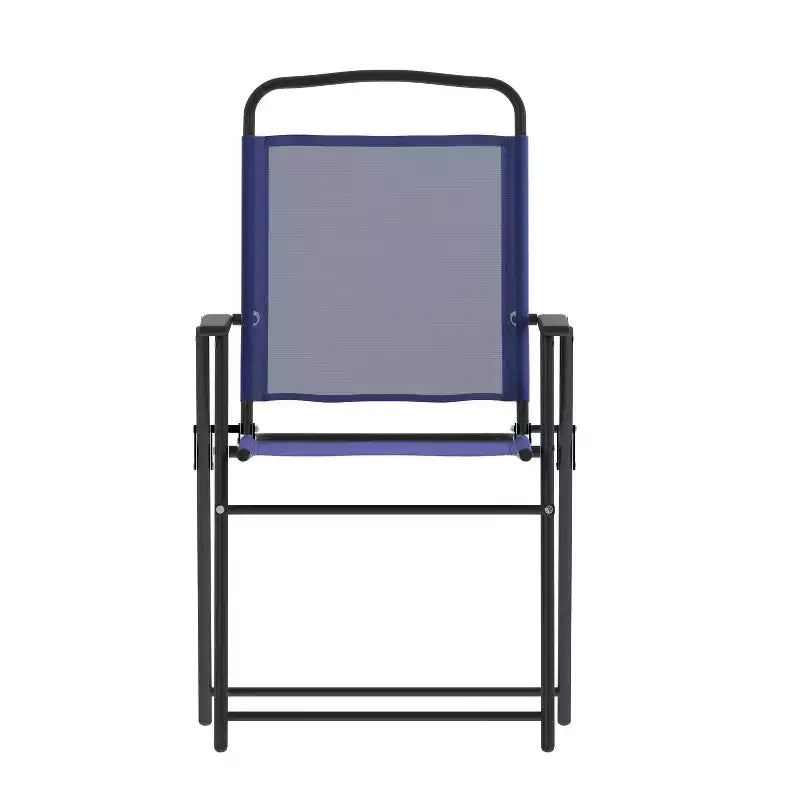 Flash Furniture Set of 4 Mystic Folding Patio Sling Chairs, Outdoor Textilene Lawn Chairs with Armrests