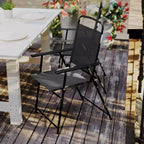 Flash Furniture Set of 4 Mystic Folding Patio Sling Chairs, Outdoor Textilene Lawn Chairs with Armrests