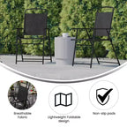 Flash Furniture Set of 4 Mystic Folding Patio Sling Chairs, Outdoor Textilene Lawn Chairs with Armrests