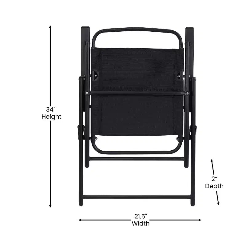 Flash Furniture Set of 4 Mystic Folding Patio Sling Chairs, Outdoor Textilene Lawn Chairs with Armrests