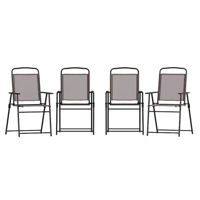 Flash Furniture Set di 4 sedie pieghevoli da patio Mystic con fionda, sedie da esterno in Textilene con braccioli