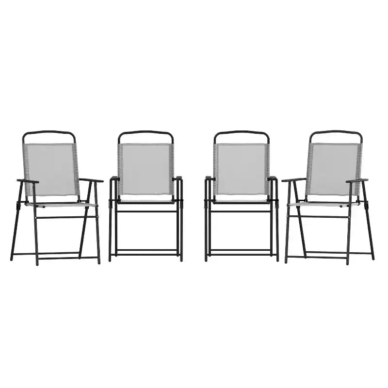 Flash Furniture Set di 4 sedie pieghevoli da patio Mystic con fionda, sedie da esterno in Textilene con braccioli
