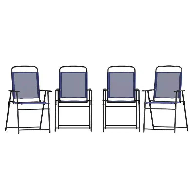 Flash Furniture Set di 4 sedie pieghevoli da patio Mystic con fionda, sedie da esterno in Textilene con braccioli