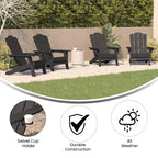 Flash Furniture Newport Sedia Adirondack con portabicchieri, sedia Adirondack in HDPE resistente alle intemperie