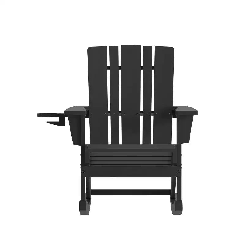 Flash Furniture Halifax HDPE Adirondack Chair with Cup Holder and Pull Out Ottoman, All-Weather HDPE Indoor/Outdoor Chair