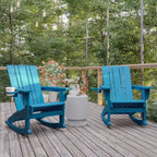 Flash Furniture Halifax HDPE Adirondack Chair with Cup Holder and Pull Out Ottoman, All-Weather HDPE Indoor/Outdoor Chair