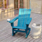 Flash Furniture Halifax HDPE Adirondack Chair with Cup Holder and Pull Out Ottoman, All-Weather HDPE Indoor/Outdoor Chair