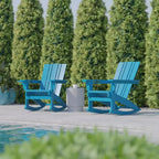 Flash Furniture Halifax HDPE Adirondack Chair with Cup Holder and Pull Out Ottoman, All-Weather HDPE Indoor/Outdoor Chair