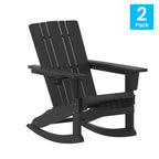 Flash Furniture Halifax HDPE Adirondack Chair with Cup Holder and Pull Out Ottoman, All-Weather HDPE Indoor/Outdoor Chair