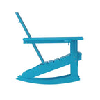 Flash Furniture Halifax HDPE Adirondack Chair with Cup Holder and Pull Out Ottoman, All-Weather HDPE Indoor/Outdoor Chair