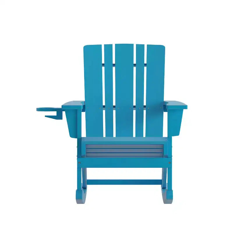 Flash Furniture Halifax HDPE Adirondack Chair with Cup Holder and Pull Out Ottoman, All-Weather HDPE Indoor/Outdoor Chair