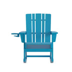 Flash Furniture Halifax HDPE Adirondack Chair with Cup Holder and Pull Out Ottoman, All-Weather HDPE Indoor/Outdoor Chair