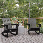 Flash Furniture Halifax HDPE Adirondack Chair with Cup Holder and Pull Out Ottoman, All-Weather HDPE Indoor/Outdoor Chair