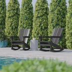 Flash Furniture Halifax HDPE Adirondack Chair with Cup Holder and Pull Out Ottoman, All-Weather HDPE Indoor/Outdoor Chair