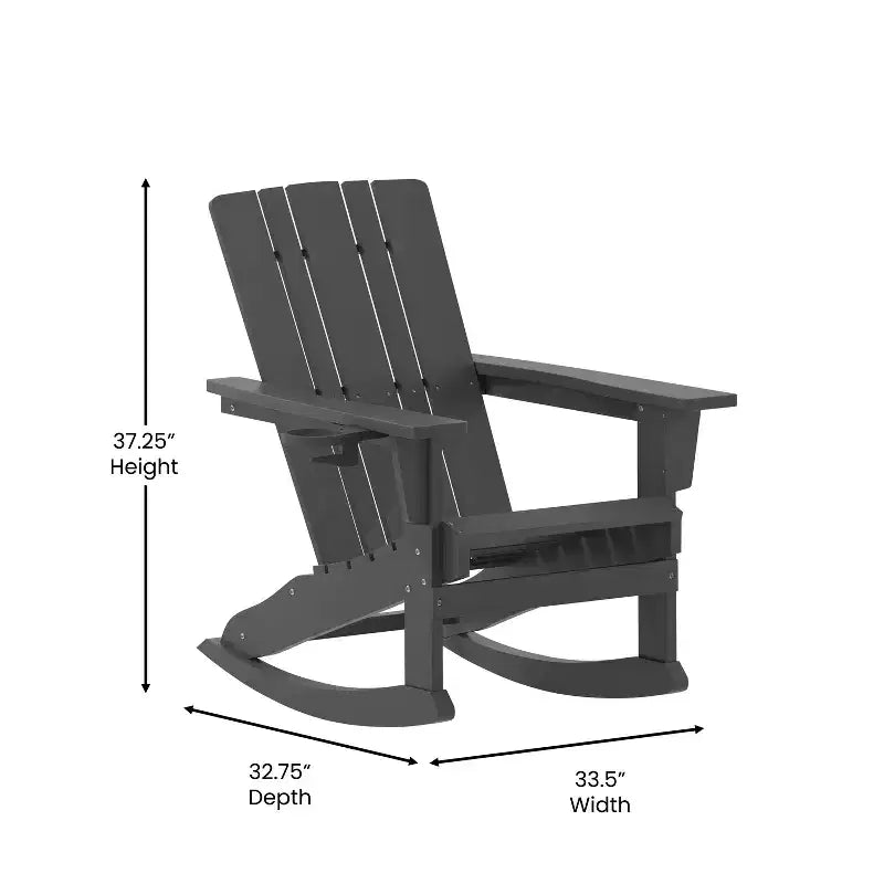 Flash Furniture Halifax HDPE Adirondack Chair with Cup Holder and Pull Out Ottoman, All-Weather HDPE Indoor/Outdoor Chair