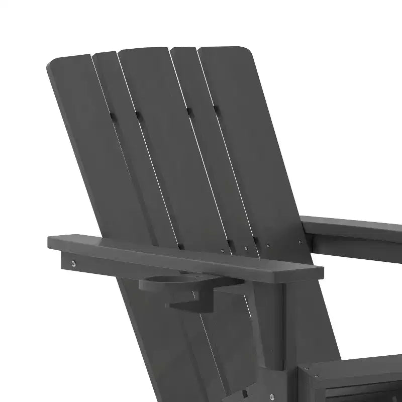 Flash Furniture Halifax HDPE Adirondack Chair with Cup Holder and Pull Out Ottoman, All-Weather HDPE Indoor/Outdoor Chair