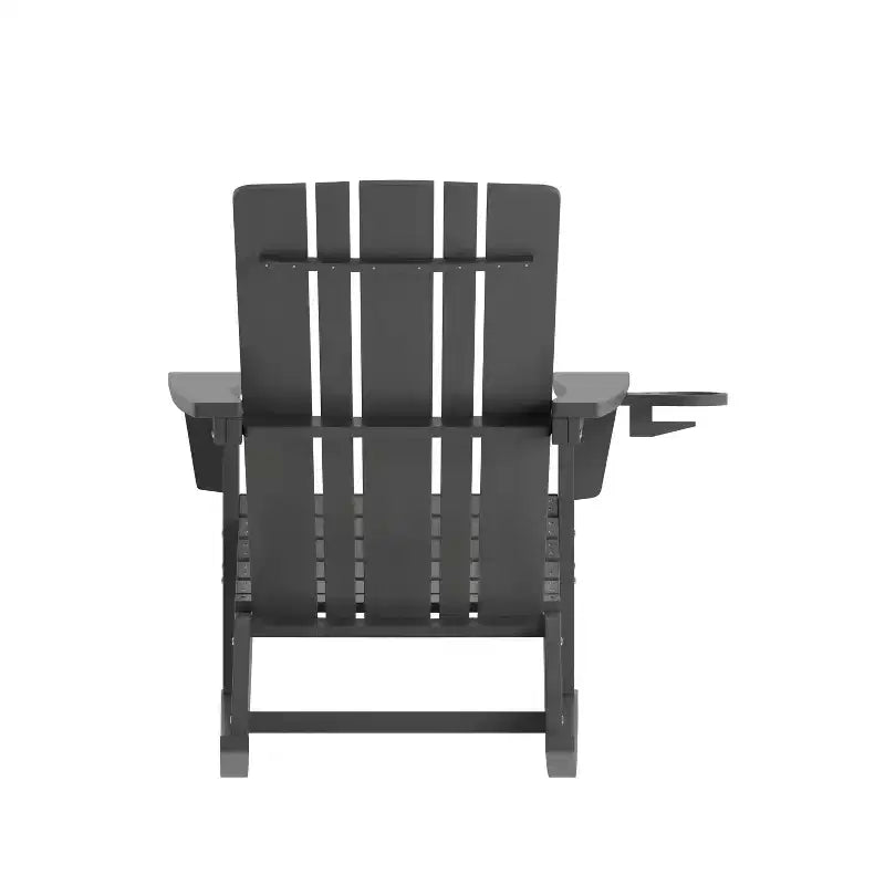 Flash Furniture Halifax HDPE Adirondack Chair with Cup Holder and Pull Out Ottoman, All-Weather HDPE Indoor/Outdoor Chair