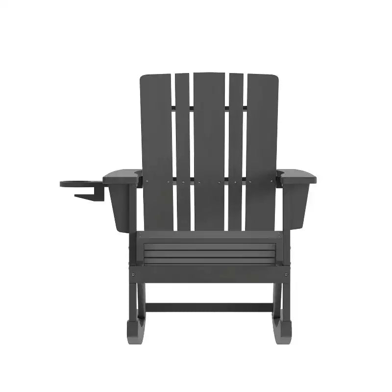 Flash Furniture Halifax HDPE Adirondack Chair with Cup Holder and Pull Out Ottoman, All-Weather HDPE Indoor/Outdoor Chair