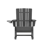 Flash Furniture Halifax HDPE Adirondack Chair with Cup Holder and Pull Out Ottoman, All-Weather HDPE Indoor/Outdoor Chair