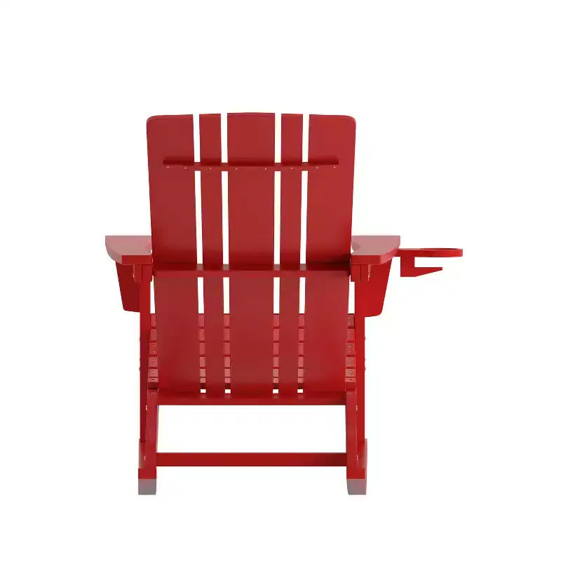Flash Furniture Halifax HDPE Adirondack Chair with Cup Holder and Pull Out Ottoman, All-Weather HDPE Indoor/Outdoor Chair