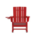 Flash Furniture Halifax HDPE Adirondack Chair with Cup Holder and Pull Out Ottoman, All-Weather HDPE Indoor/Outdoor Chair