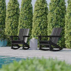 Flash Furniture Halifax HDPE Adirondack Chair with Cup Holder and Pull Out Ottoman, All-Weather HDPE Indoor/Outdoor Chair