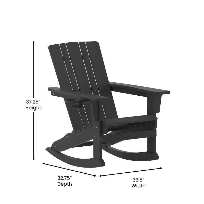 Flash Furniture Halifax HDPE Adirondack Chair with Cup Holder and Pull Out Ottoman, All-Weather HDPE Indoor/Outdoor Chair