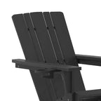 Flash Furniture Halifax HDPE Adirondack Chair with Cup Holder and Pull Out Ottoman, All-Weather HDPE Indoor/Outdoor Chair
