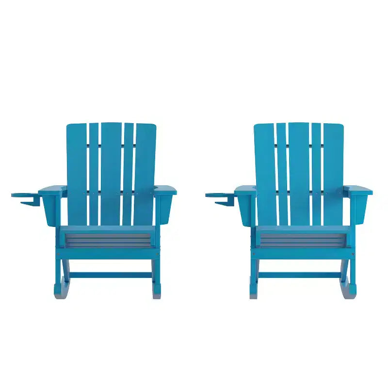 Sedia Adirondack Flash Furniture Halifax in HDPE con portabicchieri e poggiapiedi estraibile, sedia in HDPE per interni/esterni per tutte le stagioni